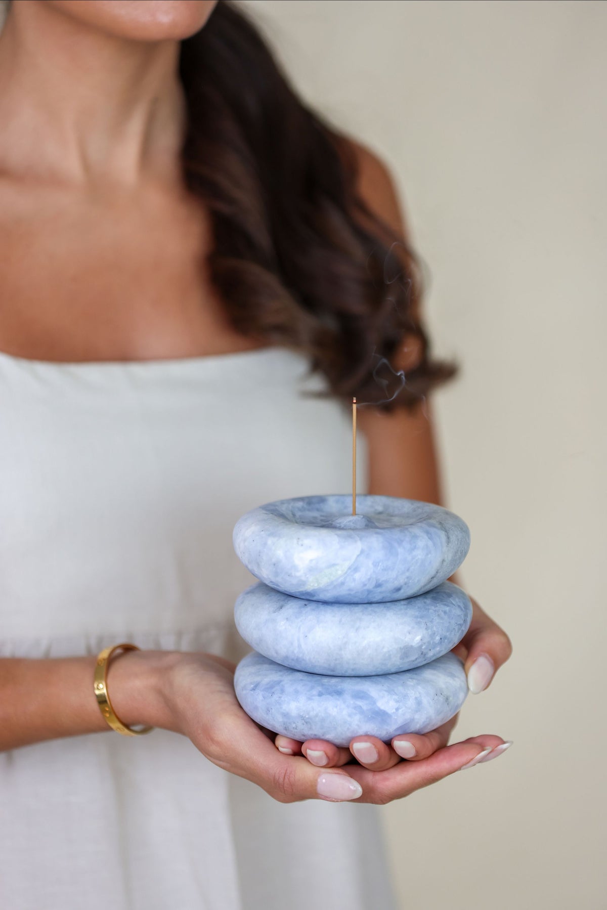 Pebble Candle & Incense Stick - Azul Cielo
