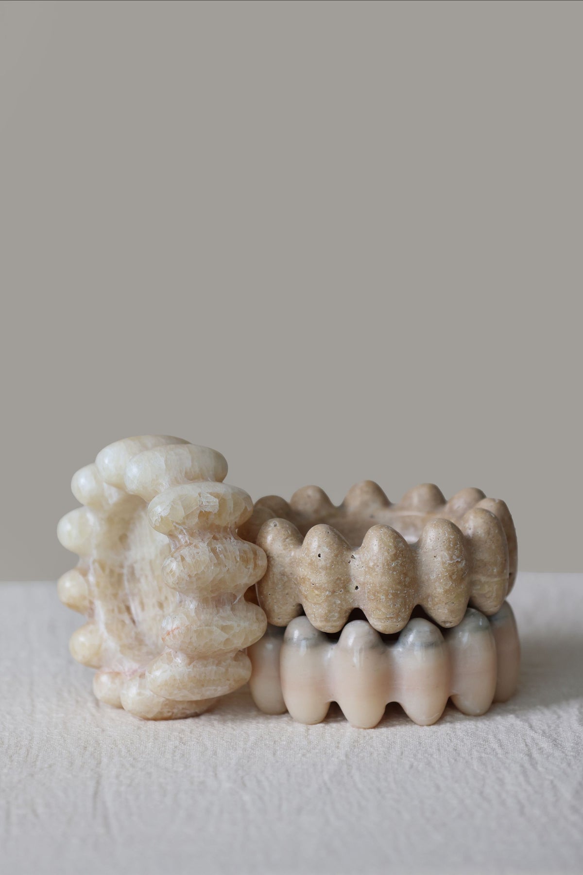 Cove Ashtrays - Travertino, Rosa Aurora, Beige Onyx