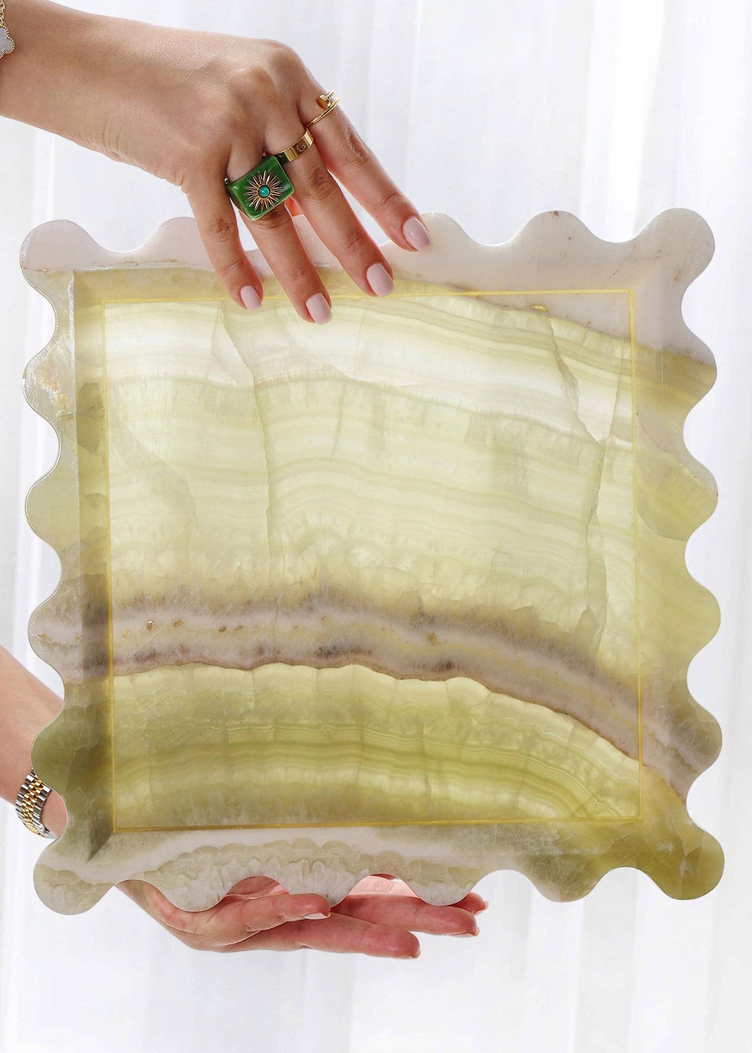 Form Scallop Tray - Green Onyx