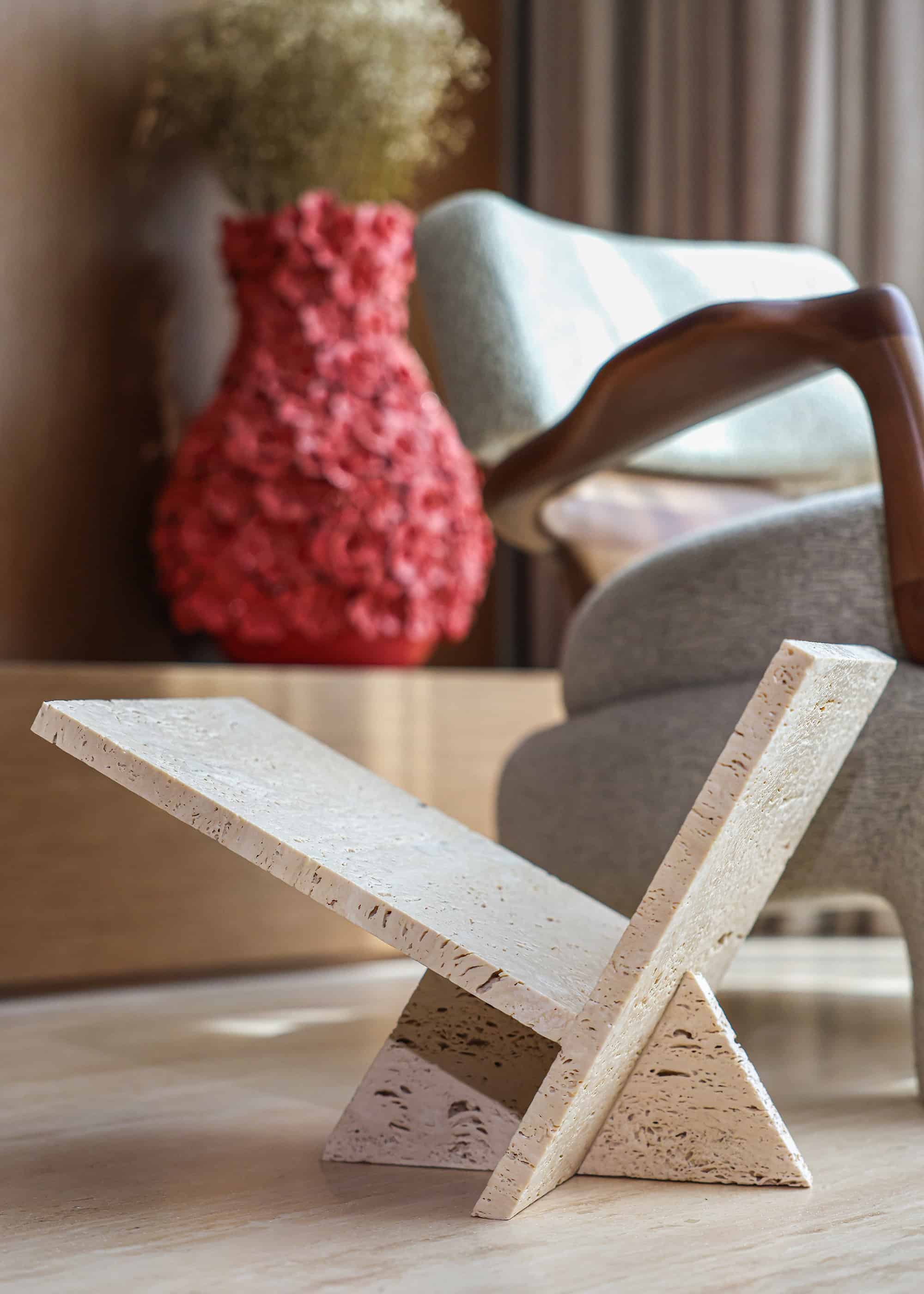 Edge Book Stand - Travertine