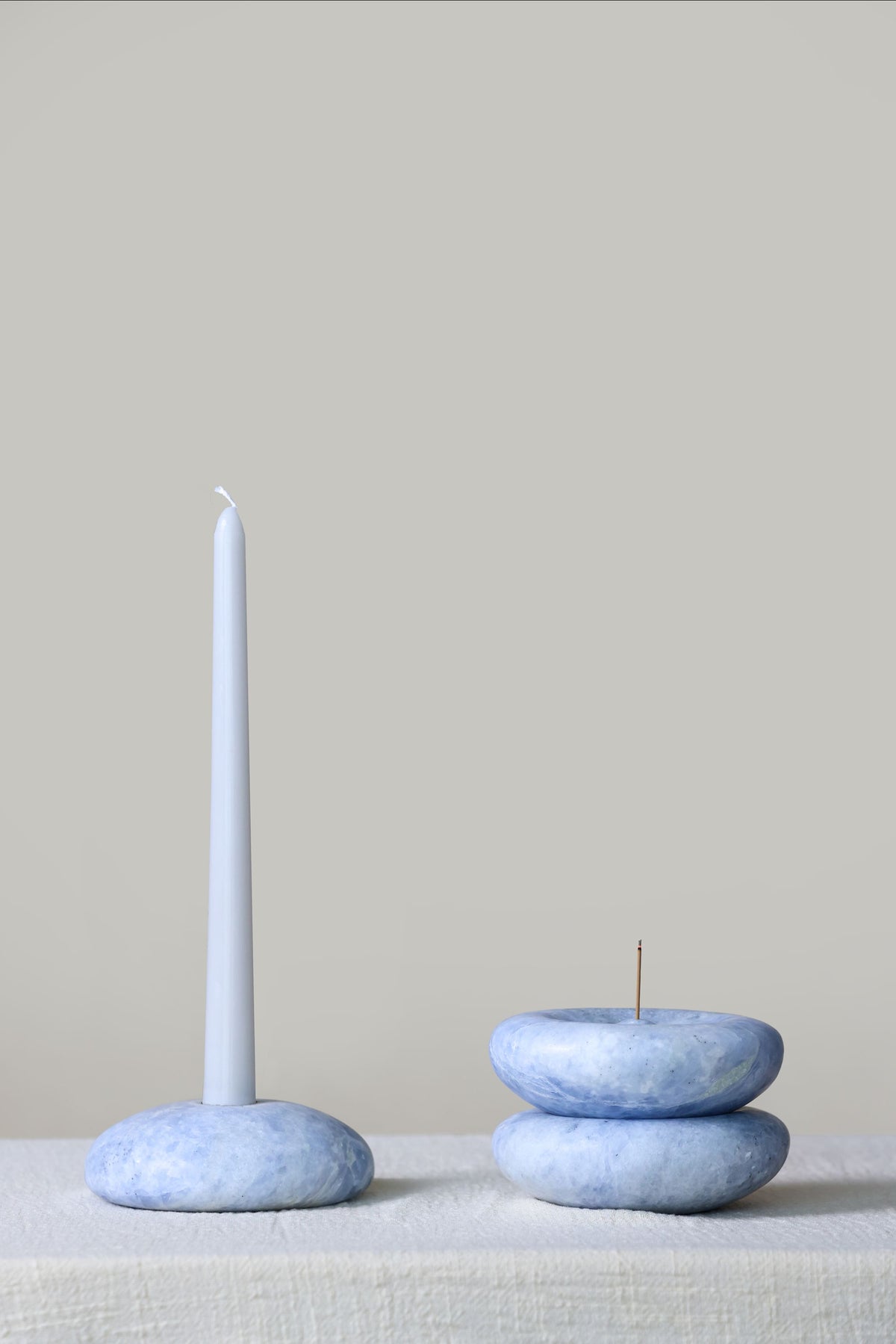 Pebble Candle & Incense Stick - Azul Cielo