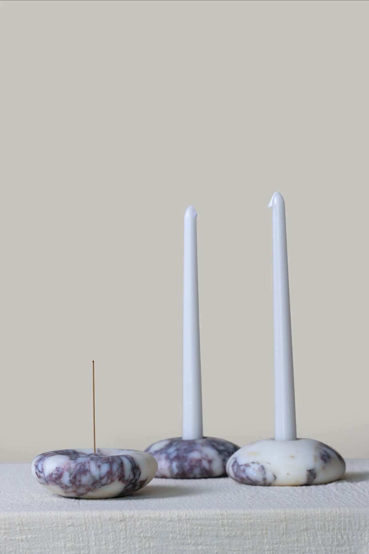 Pebble Candle & Incense Stick - Calacatta Viola