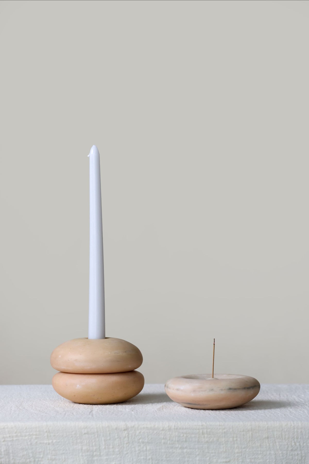 Pebble Candle & Incense Stick - Rosa Aurora