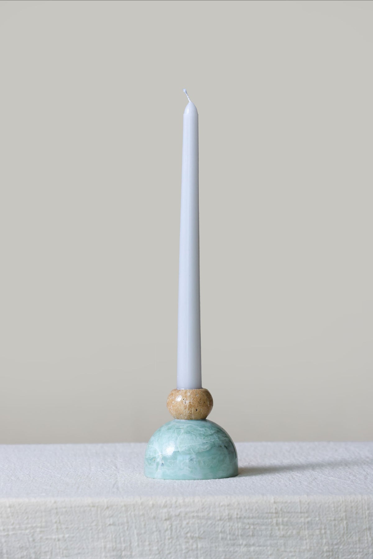 Knot Candle - Travertino & Emerald Green